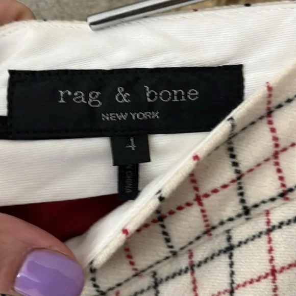 Rag & Bone Poppy High Waisted Pant in Ivory Check Size 4 - Picture 6 of 16